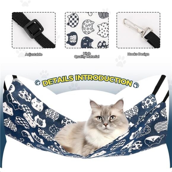 Cat Hammock for Cage Hanging Reversible 2Pack Pet Hammock Bed Adjustable Soft - Picture 2 of 7